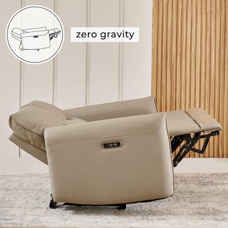 Carolyn Half Leather 2-Seater Zero Gravity Electric Recliner - Beige