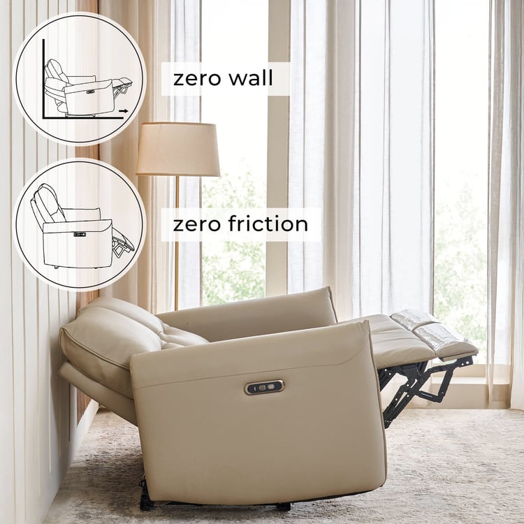 Carolyn Half Leather 2-Seater Zero Gravity Electric Recliner - Beige