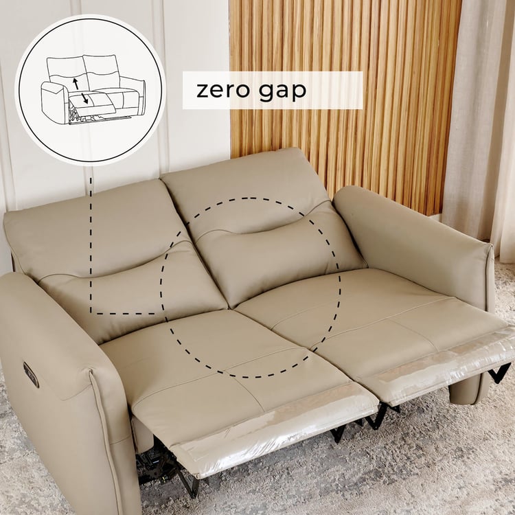 Carolyn Half Leather 2-Seater Zero Gravity Electric Recliner - Beige