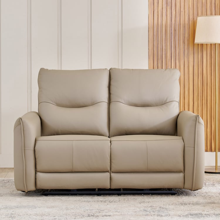 Carolyn Half Leather 2-Seater Zero Gravity Electric Recliner - Beige