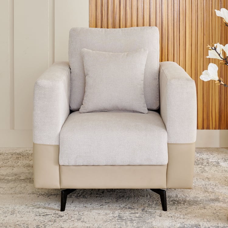 Andes NXT Fabric 1-Seater Sofa with Cushion - Beige
