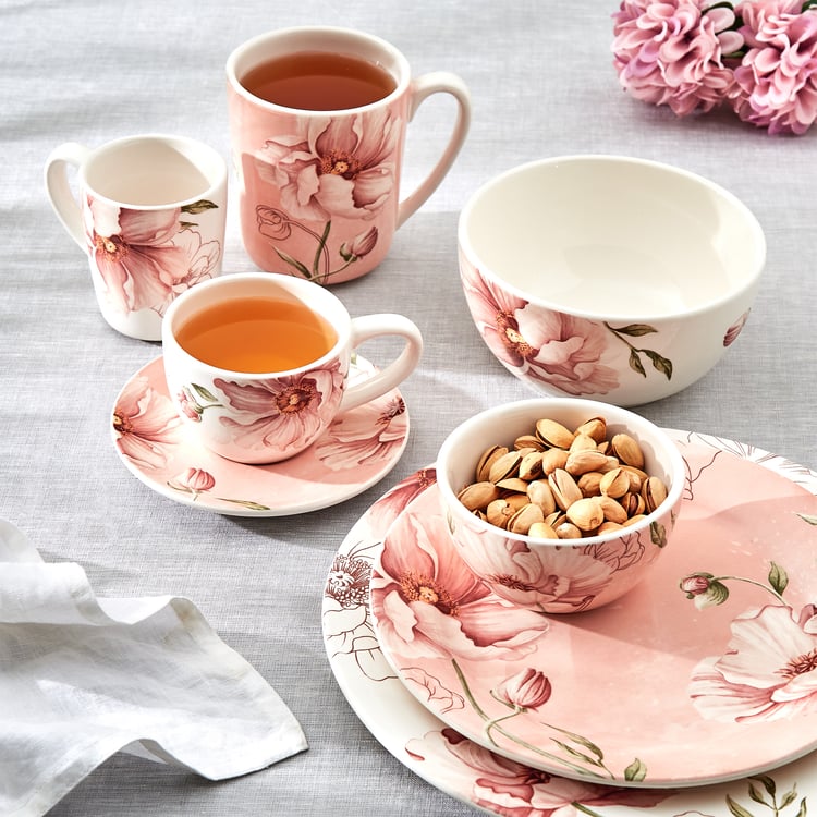 Alora Blush Serenity Stoneware Floral Print Cup and Saucer - 230ml