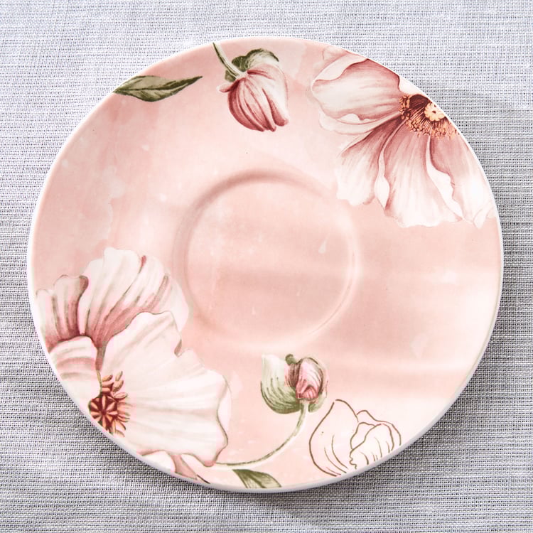 Alora Blush Serenity Stoneware Floral Print Cup and Saucer - 230ml