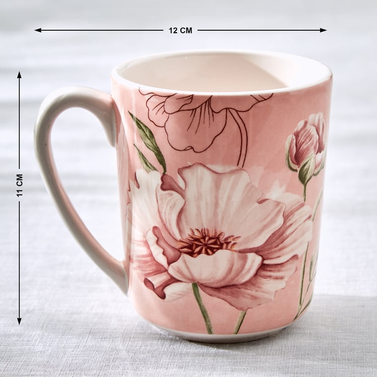 Alora Blush Serenity Stoneware Floral Print Coffee Mug - 480ml