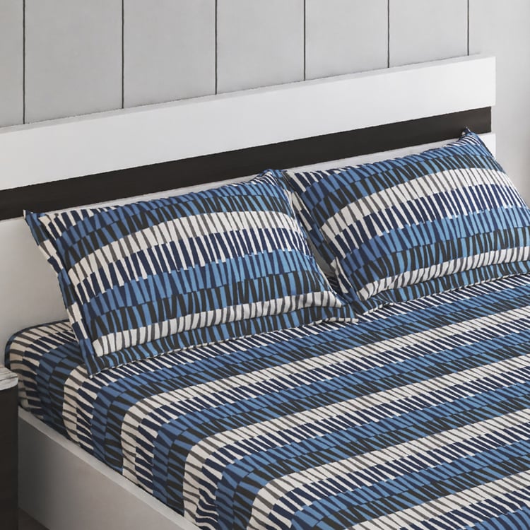 Juniper Stripe Printed 3Pcs Queen Bedsheet Set