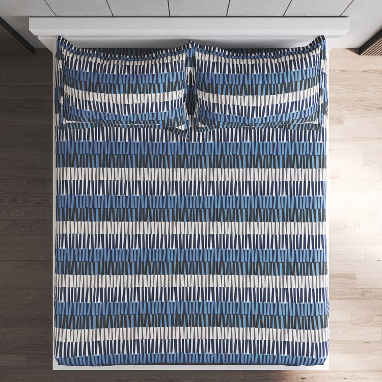 Juniper Stripe Printed 3Pcs Queen Bedsheet Set