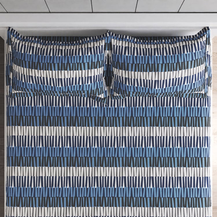 Juniper Stripe Printed 3Pcs Queen Bedsheet Set