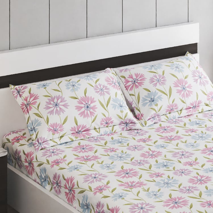 Juniper Stripe Floral Print 3Pcs Queen Bedsheet Set
