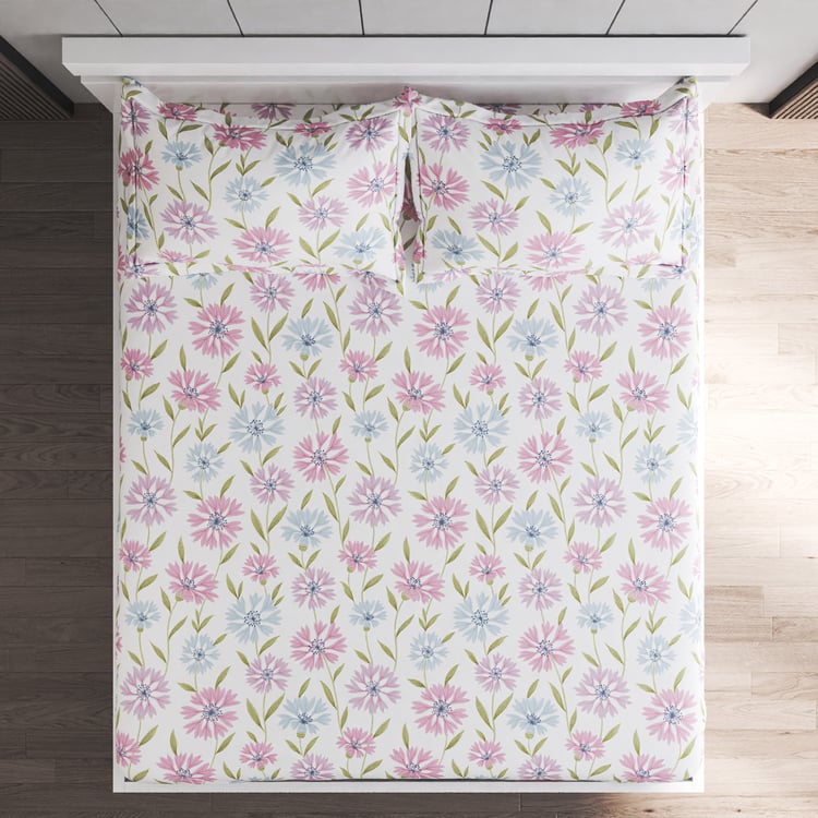 Juniper Stripe Floral Print 3Pcs Queen Bedsheet Set