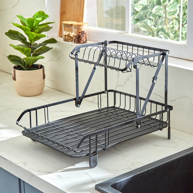 Orion Solace Metal 2-Tier Folding Dish Rack with Tray