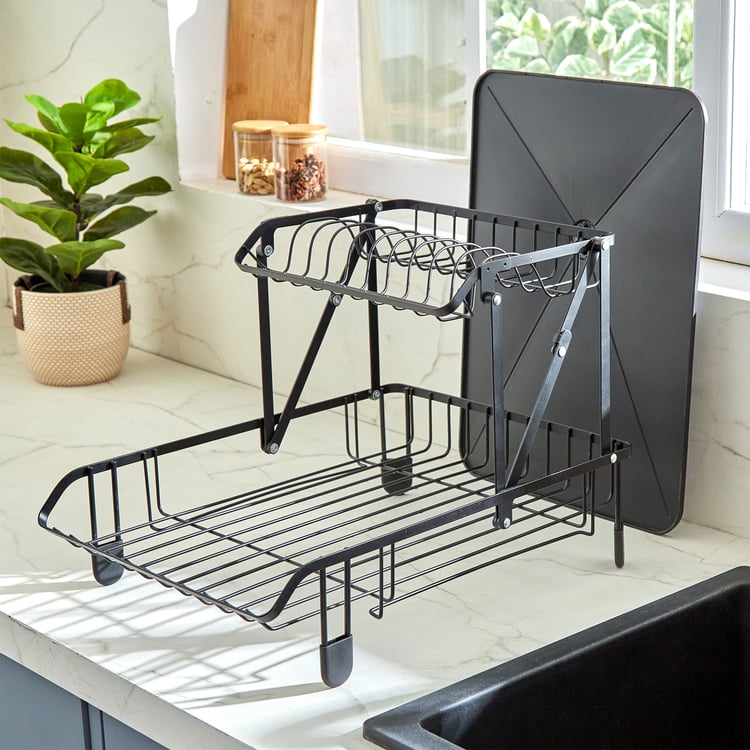 Orion Solace Metal 2-Tier Folding Dish Rack with Tray