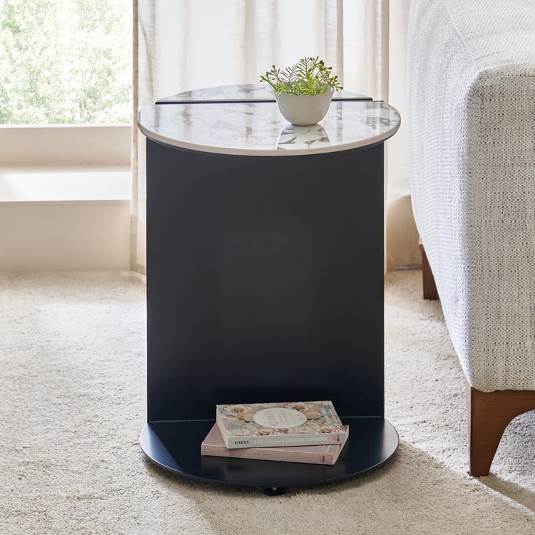 Amaze Sintered Stone Top Accent Table - Black