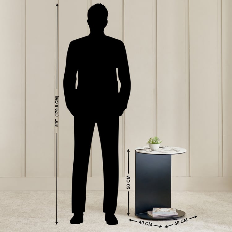 Amaze Sintered Stone Top Accent Table - Black