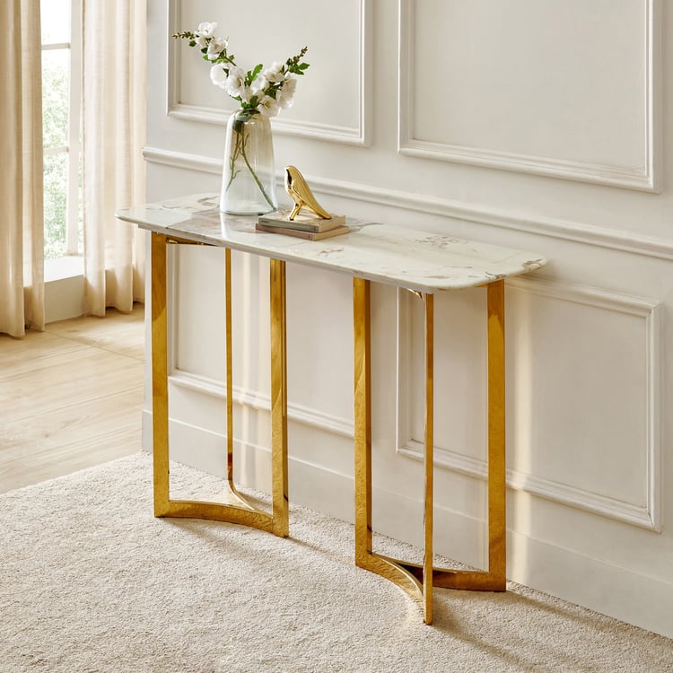 Vogue NXT Faux Marble Top Console Table - White