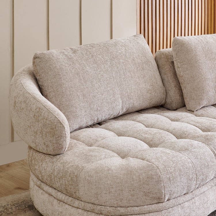 Alexa Fabric 3-Seater Sofa cum Lounger - Beige