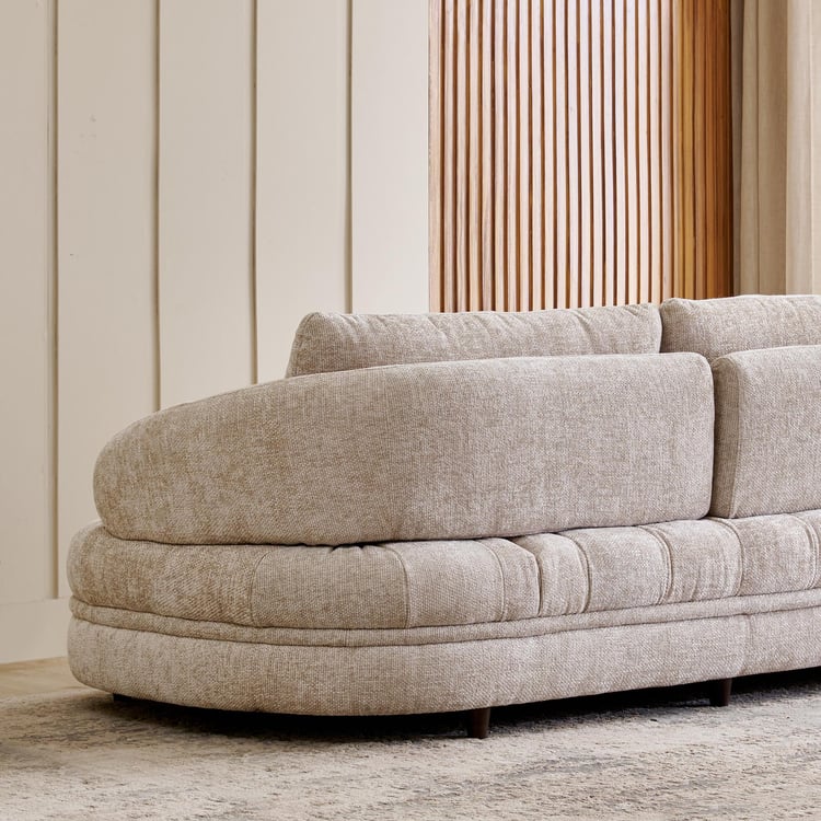 Alexa Fabric 3-Seater Sofa cum Lounger - Beige