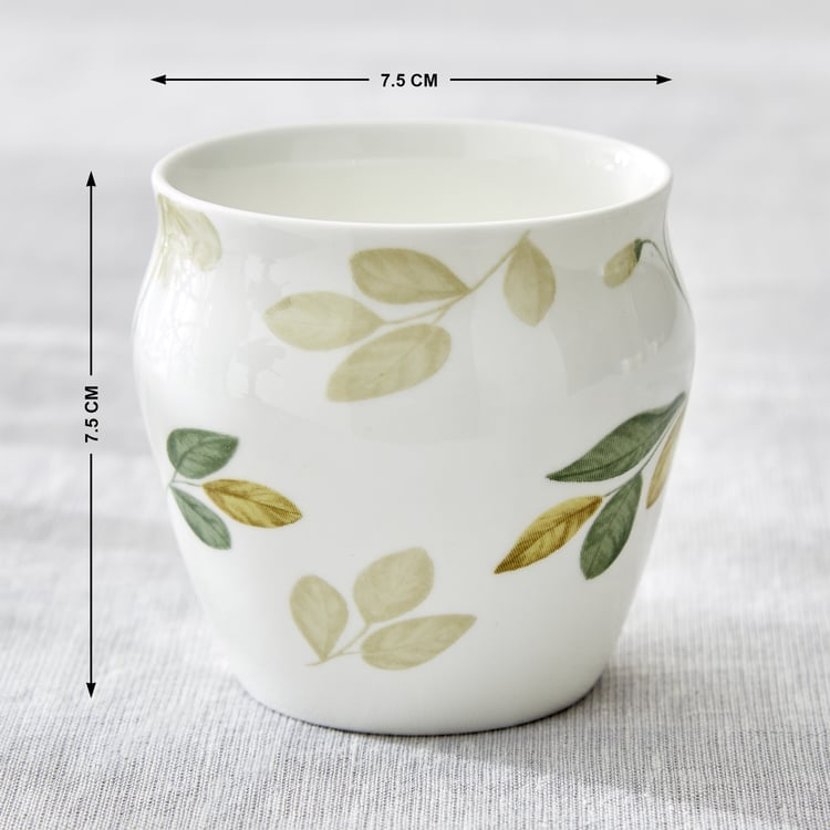 Mandarin Botanica Set of 3 Bone China Printed Kulhads - 240ml
