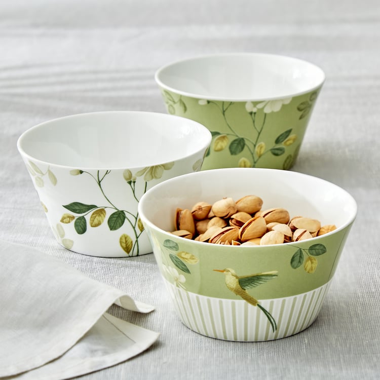 Mandarin Botanica Emily Set of 3 Bone China Printed Serving Bowl - 470ml