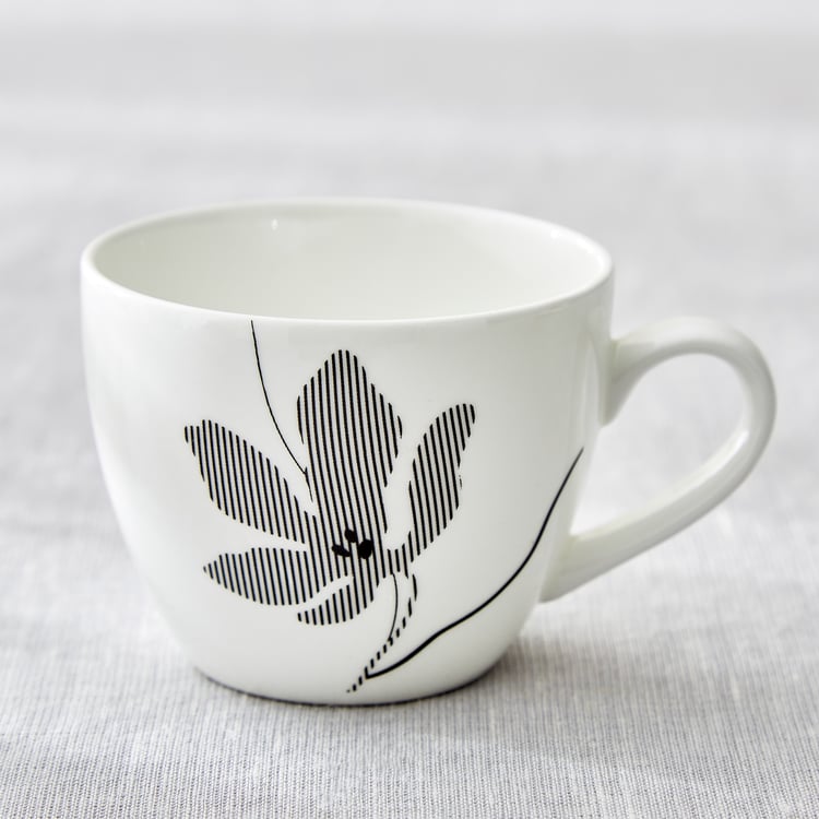 Mandarin Monochrome Set of 6 Printed Cup and Saucer - 210ml