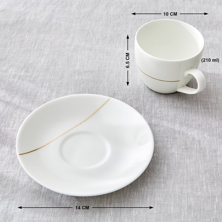 Mandarin Opulence Set of 6 Printed Cup and Saucer - 210ml