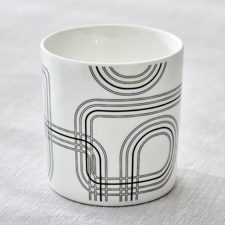 Mandarin Monochrome Set of 6 Bone China Printed Coffee Mugs - 230ml