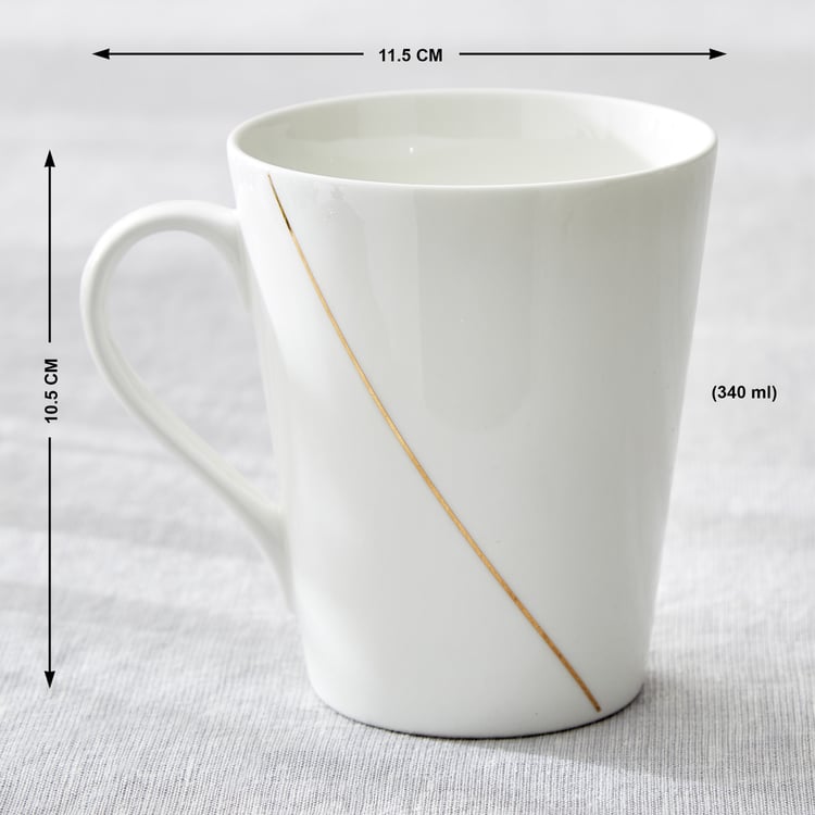 Mandarin Opulence Set of 3 Bone China Printed Coffee Mugs - 340ml