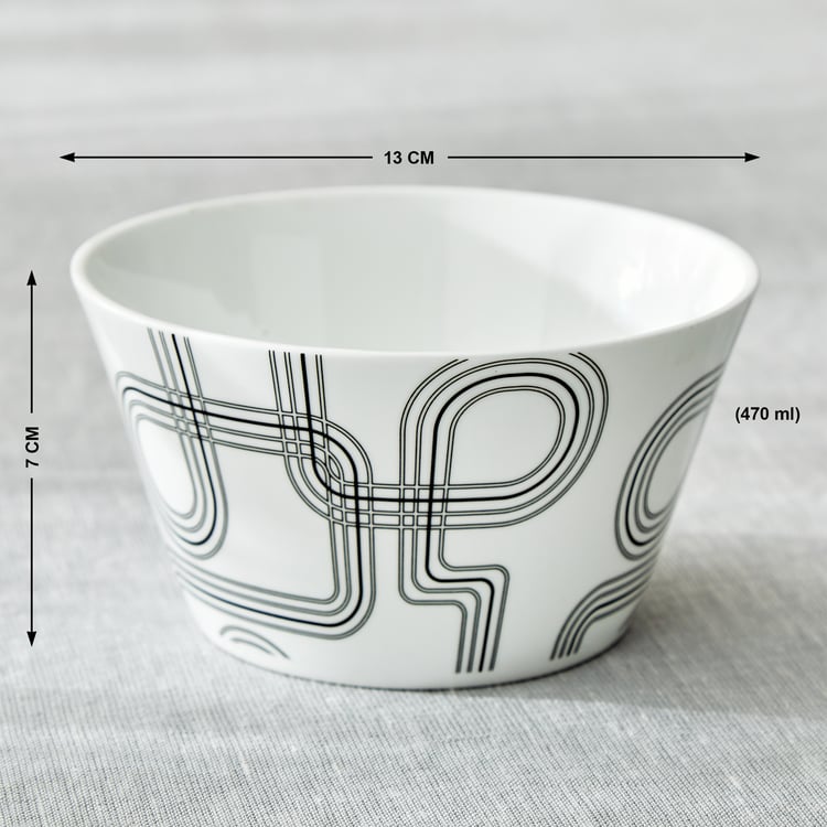 Mandarin Monochrome Set of 3 Printed Serving Bowls - 470ml