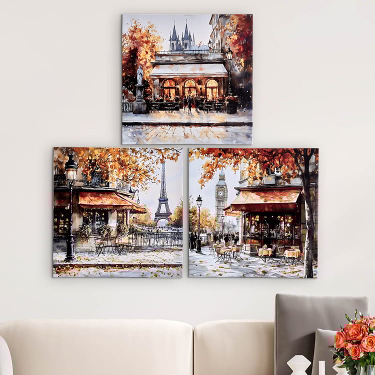 Brezza Cafe Set of 3 Canvas Autumn Picture Frames - 40x40cm