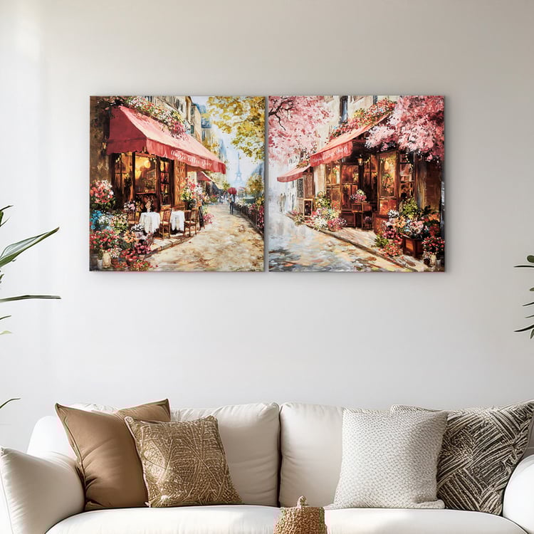 Brezza Set of 2 Canvas Coffee Shop Picture Frames - 50x50cm
