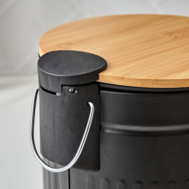 Sedona Flute Metal Pedal Waste Bin with Bamboo Lid - 7L