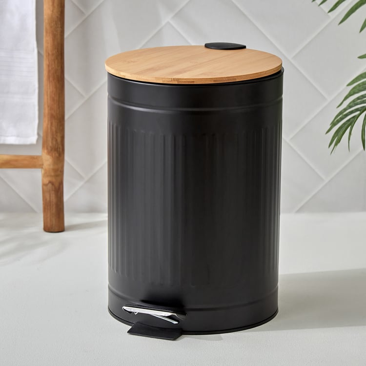 Sedona Flute Metal Pedal Waste Bin with Bamboo Lid - 12L