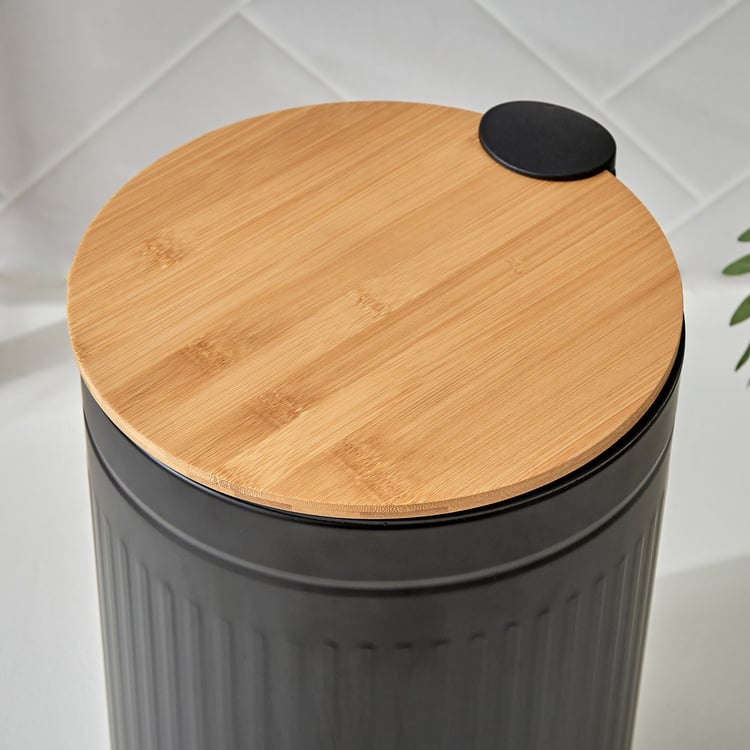 Sedona Flute Metal Pedal Waste Bin with Bamboo Lid - 12L