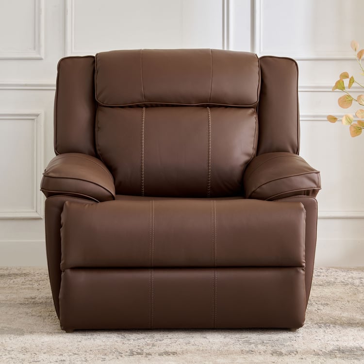 Torino Faux Leather 1-Seater Recliner - Brown
