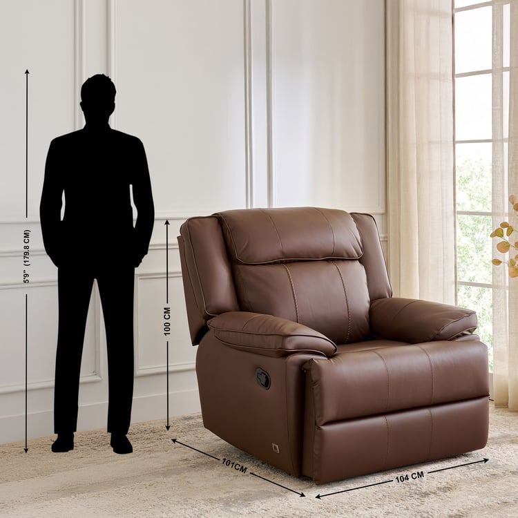 Torino Faux Leather 1-Seater Recliner - Brown
