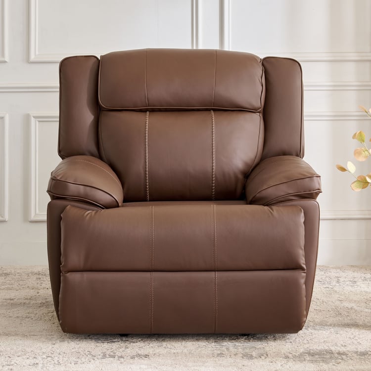 Torino Faux Leather 1-Seater Electric Recliner - Brown