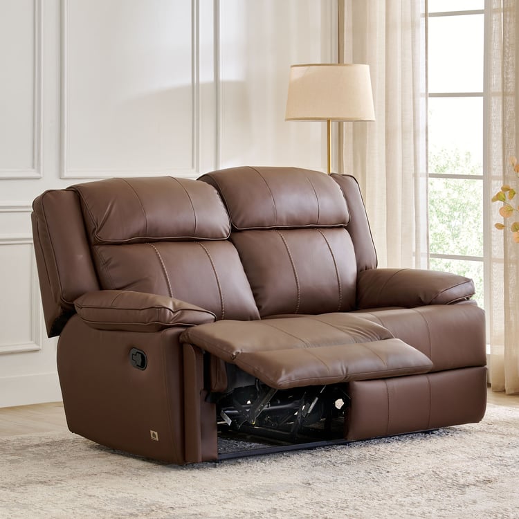 Torino Faux Leather 2-Seater Recliner - Brown