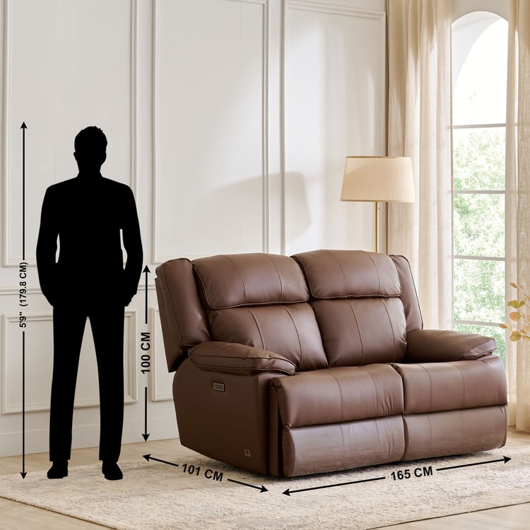 Torino Faux Leather 2-Seater Electric Recliner - Brown