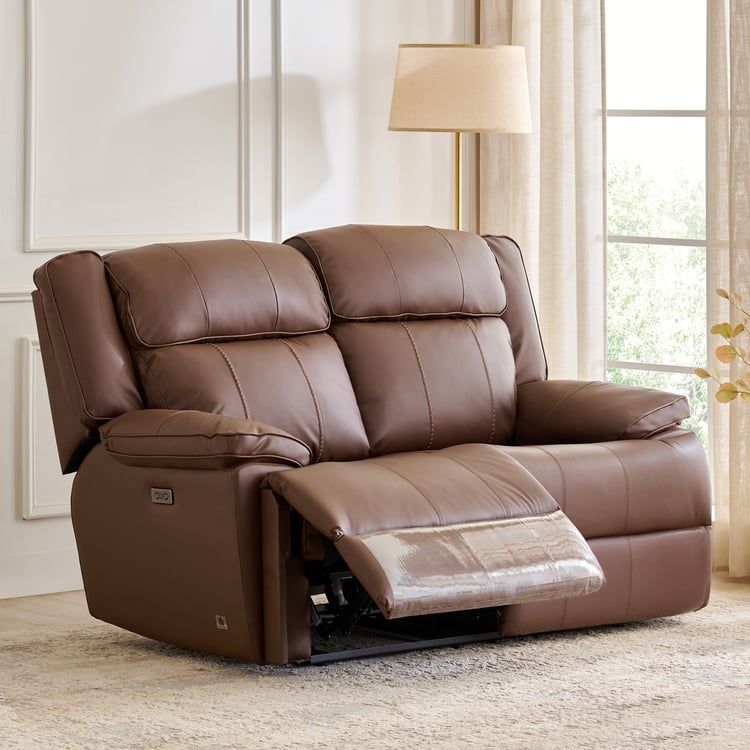 Torino Faux Leather 2-Seater Electric Recliner - Brown