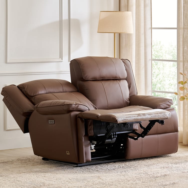 Torino Faux Leather 2-Seater Electric Recliner - Brown