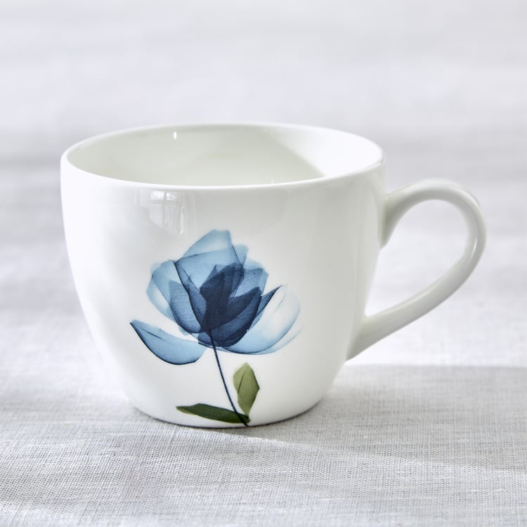 Lucas Cobalt Bone China Floral Print Cup and Saucer - 210ml