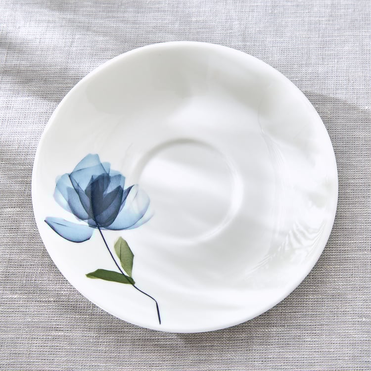 Lucas Cobalt Bone China Floral Print Cup and Saucer - 210ml
