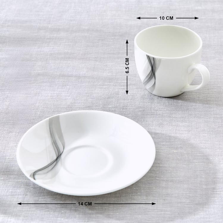 Lucas Helix Bone China Printed Cup and Saucer - 210ml