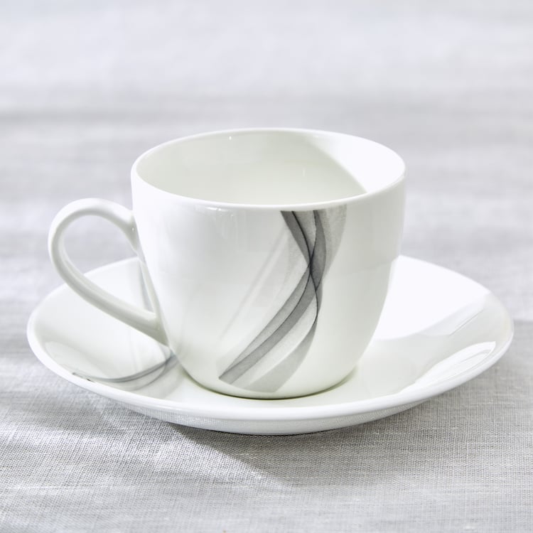 Lucas Helix Bone China Printed Cup and Saucer - 210ml