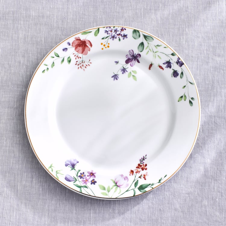 Lucas Carnation Bone China Floral Print Dinner Plate - 27cm