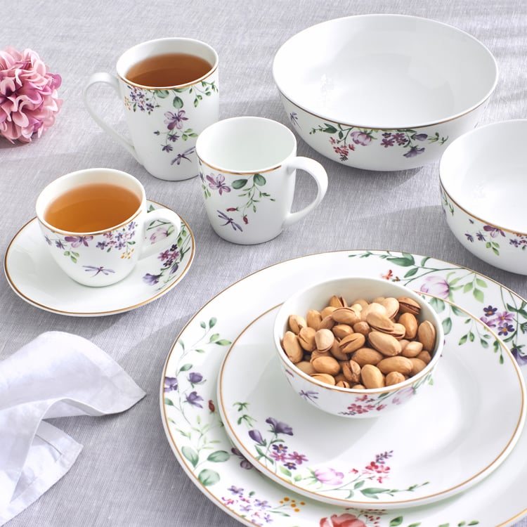 Lucas Carnation Bone China Floral Print Dinner Plate - 27cm