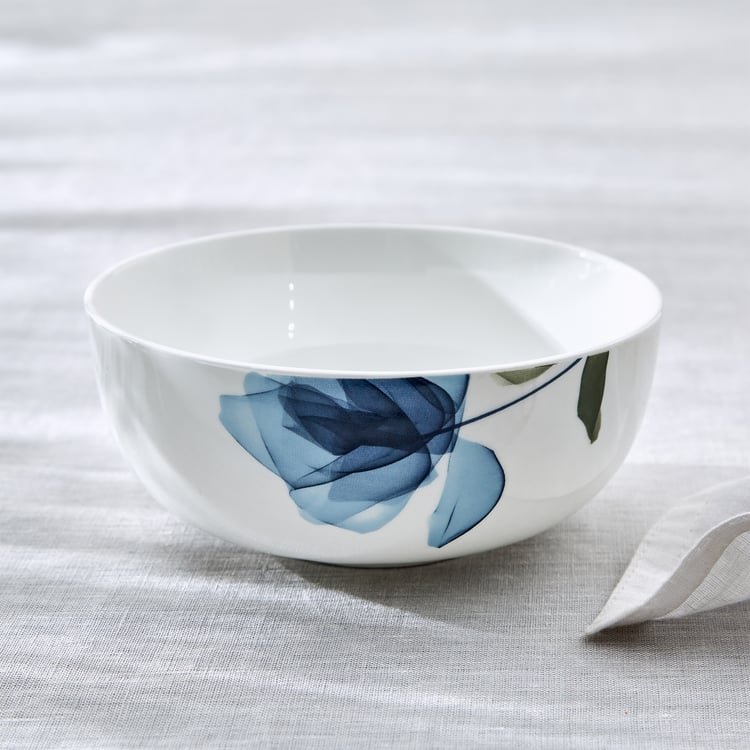 Lucas Cobalt Bone China Printed Cereal Bowl- 600ml