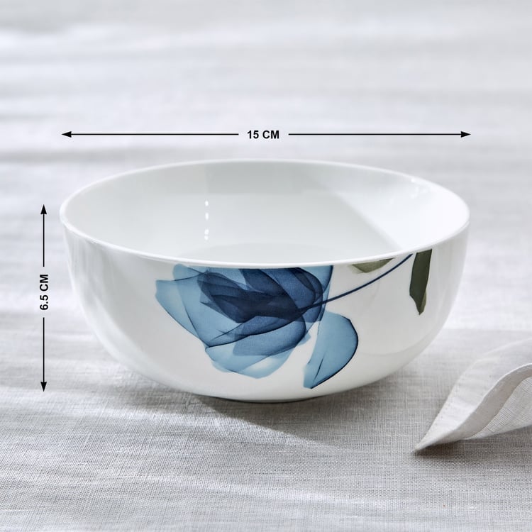 Lucas Cobalt Bone China Printed Cereal Bowl- 600ml