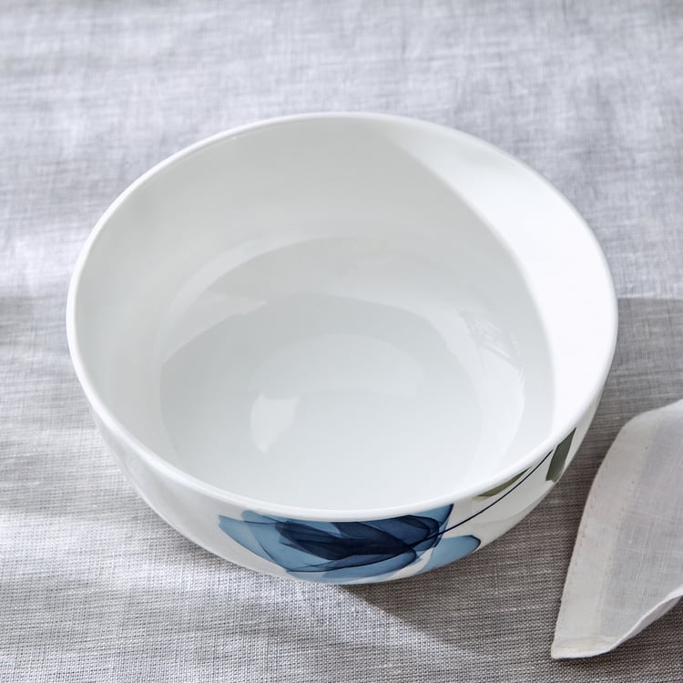 Lucas Cobalt Bone China Printed Cereal Bowl- 600ml