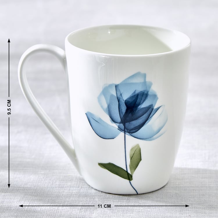 Lucas Cobalt Bone China Floral Print Coffee Mug - 340ml