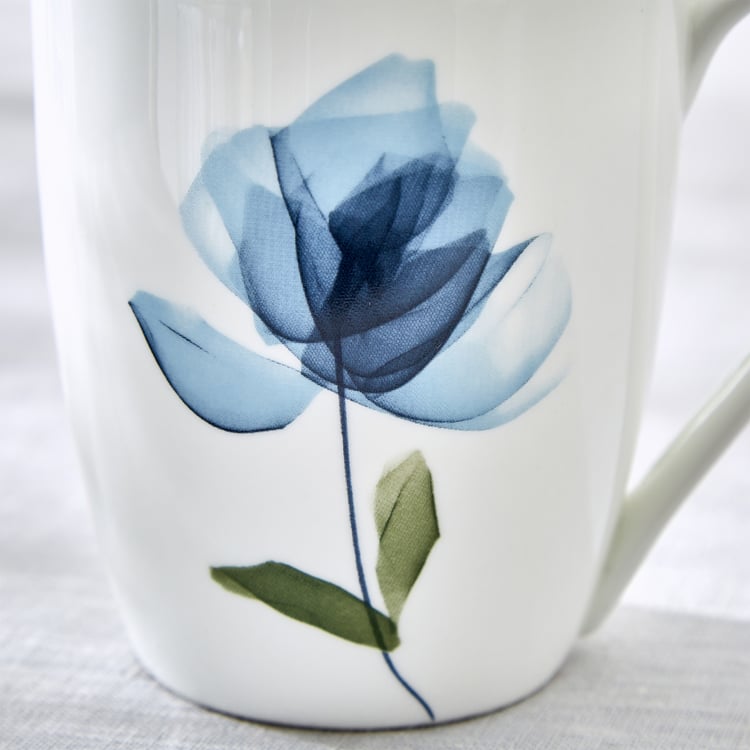 Lucas Cobalt Bone China Floral Print Coffee Mug - 340ml